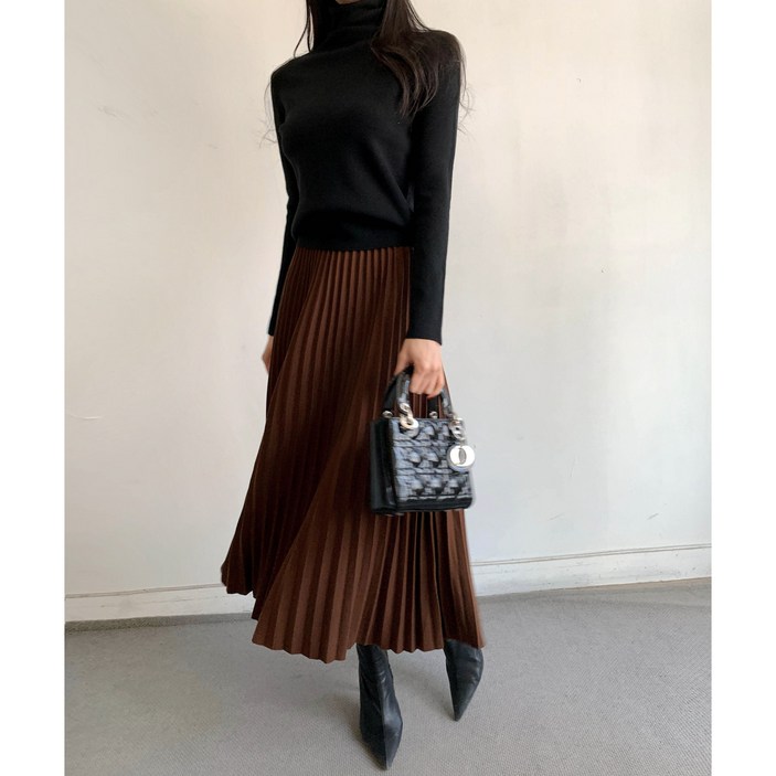 [마켓제이MARKETJ밴딩] 모직 롱기장 플리츠스커트(4col)