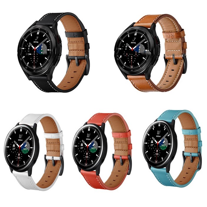 삼성 갤럭시 워치 42mm 46mm 고급 가죽 시계줄 스트랩 밴드 빈티지 SM-R800 / R805 /R810 /R815 호환, 블랙