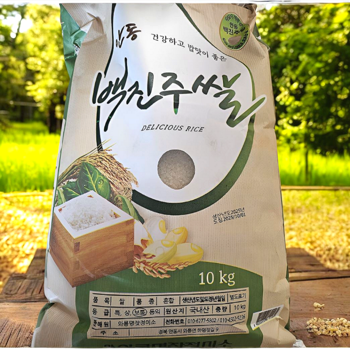 국산 당해 25년 햅쌀 안동 백진주쌀  밥맛 좋은 찰진 윤기 차르르 백진주 쌀 경북 안동쌀, 1개, 10kg