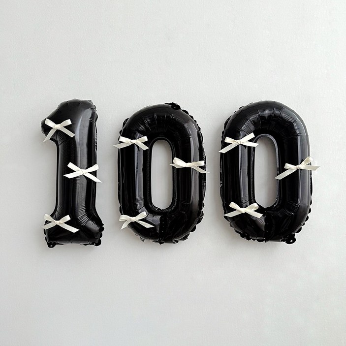 파티몬 블랙 숫자 풍선 발레코어 리본 셀프 백일 촬영 소품 용품