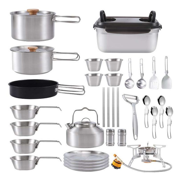 304 스텐 캠핑 냄비 후라이팬 코펠 키친툴 조리도구, 18종, 1개