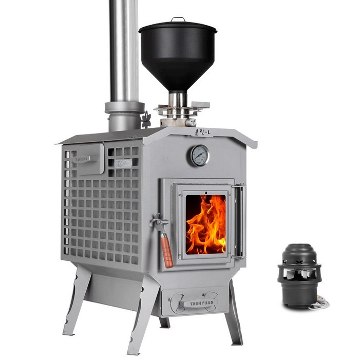 유진 펠렛 화목 겸용 난로 50형 3T 철판 안전망 내열유리 나무 장작 펠릿 펜션 전원주택 난방 용품, 펠렛화목 겸용난로(50형)(S022)
