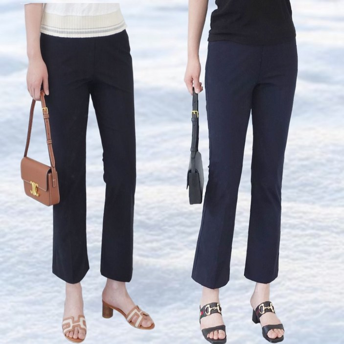 [마콜]1+1 (2장묶음) 여성용 여름 밴딩 찰랑 부츠컷 냉장고 냉감 바지 슬랙스 빅사이즈 팬츠