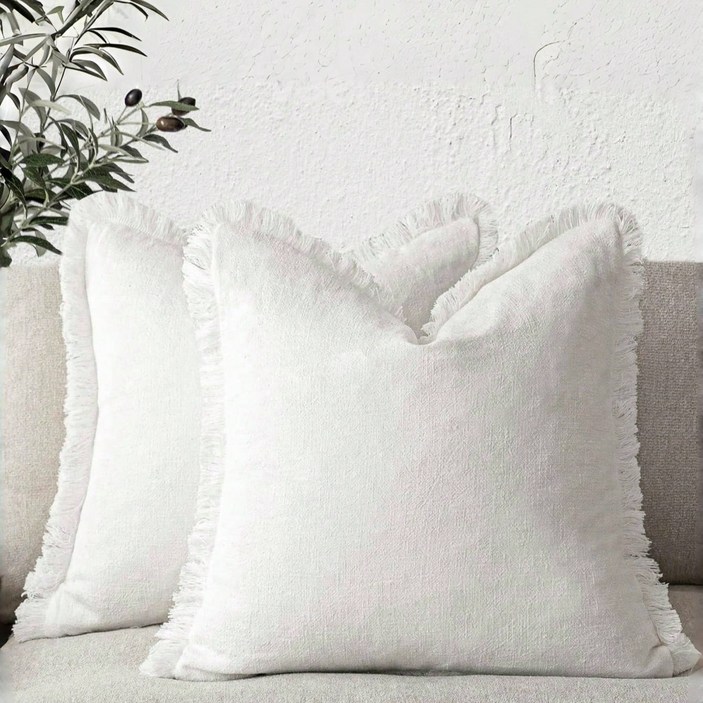 Susielady 3size 보헤미안 리넨 쿠션커버, 프린지 장식 소파 베개커버, 부드러운 홈데코 침대 쿠션 30x50 45x45 50x50cm