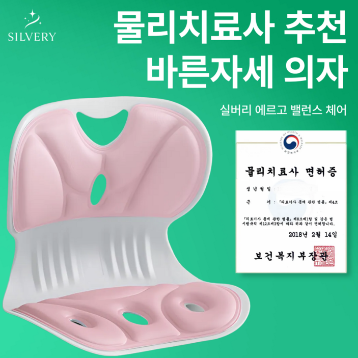실버리 인체공학 바른자세 등받이 좌식의자