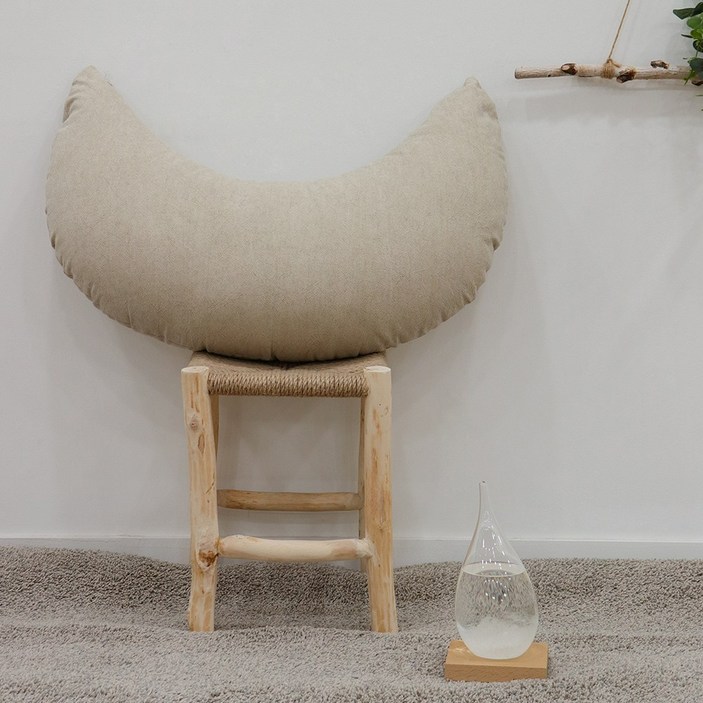 집에 순면 네일샵 미용실 독서 반달쿠션, 아이보리