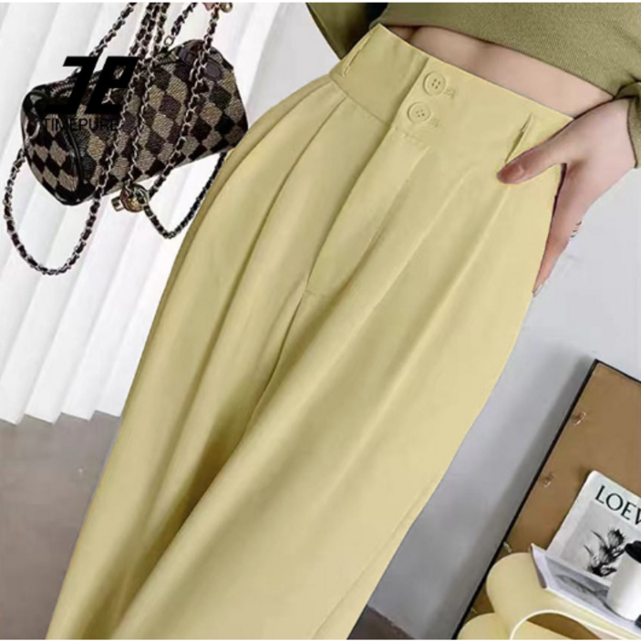 여성 프리미엄 수트 팬츠 오버핏 드레이피 핏 슬랙스 뱃살 커버 하이웨이스트