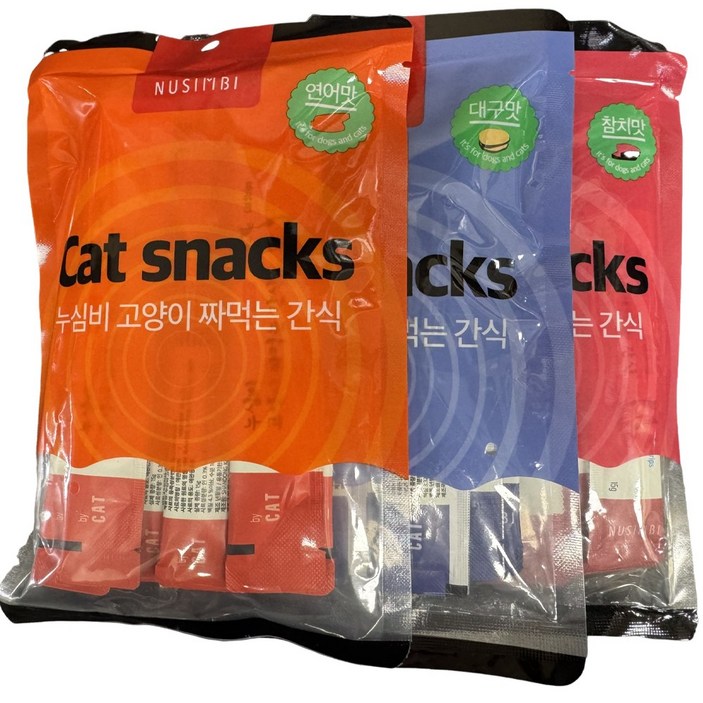누심비 고양이 짜먹는 간식 길고양이 대용량 15g 3가지맛 90개, 참치맛, 대구맛, 연어맛, 15g, 90개