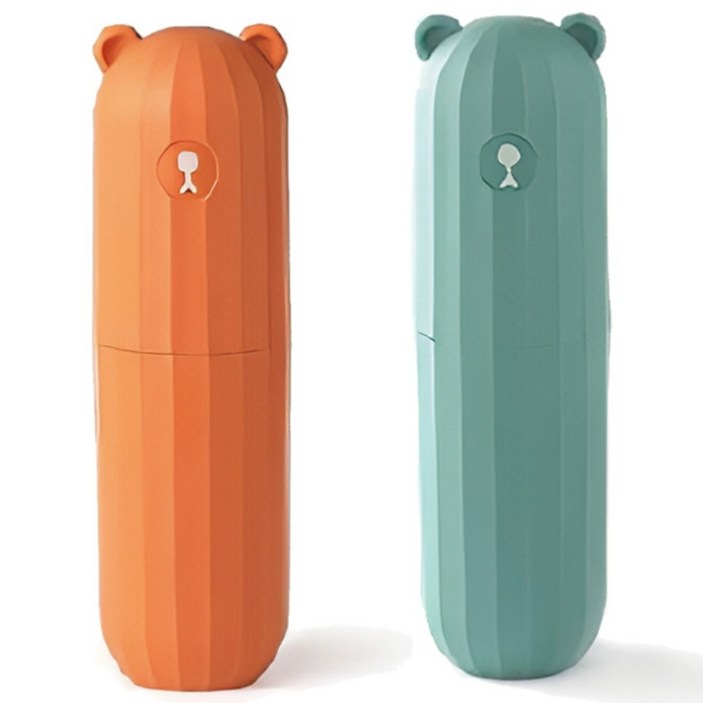 로앤제이 휴대용 여행용 곰돌이 칫솔통 양치컵 칫솔 치약 케이스 1+1