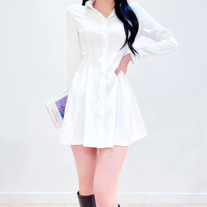 투디 새틴 플레어 셔츠 미니원피스, 3color