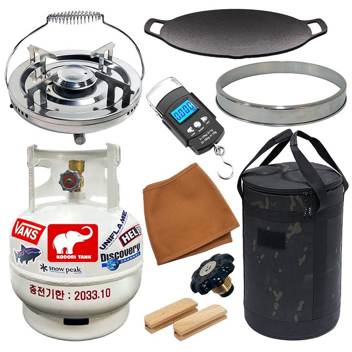 화력조절 해바라기버너 코돌이탱크 LPG 3kg 고화력 버너세트(스티커무료증정), 1세트, 11번_3kg+링+버너+그리들33+워머+마개+가방+저울