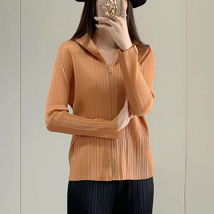 JoYouth 일본원단 플리츠 주름 후드집업 가디건 에어컨 바람막이 가디건 6컬러