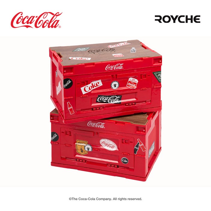 로이체 캠핑용 코카콜라 폴딩 테이블 박스 50L  데코스티커 세트