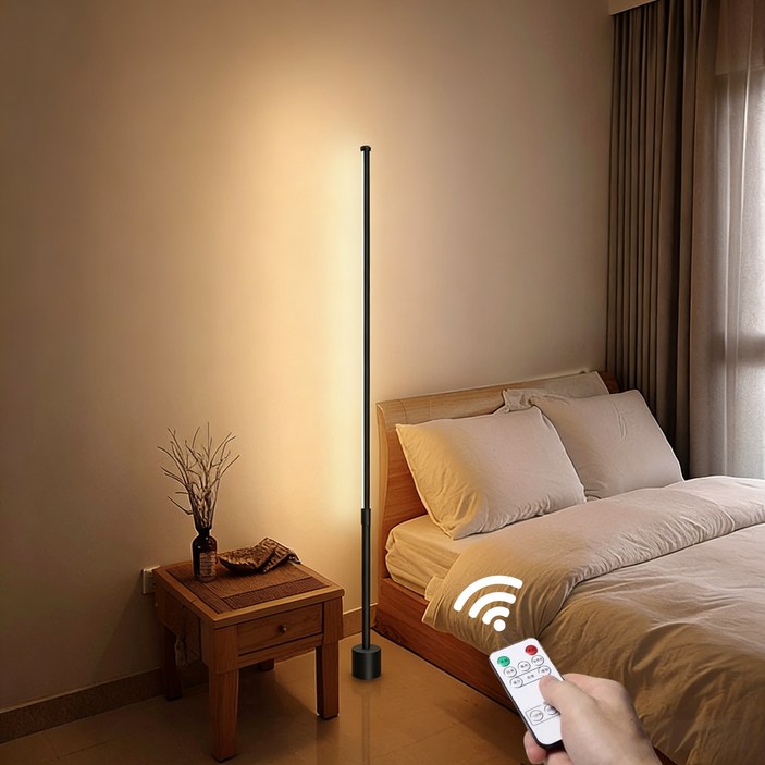 SASAKO 무선리모컨 LED 플로어 장스탠드 조명 3색모드 밝기조절 침실 거실 무드등