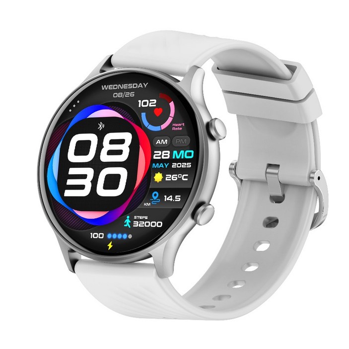 PEJE 운동 건강 24시간 모니터링 블루투스 통화 스마트워치, GPS + 블루투스, 4.9cm, 은색