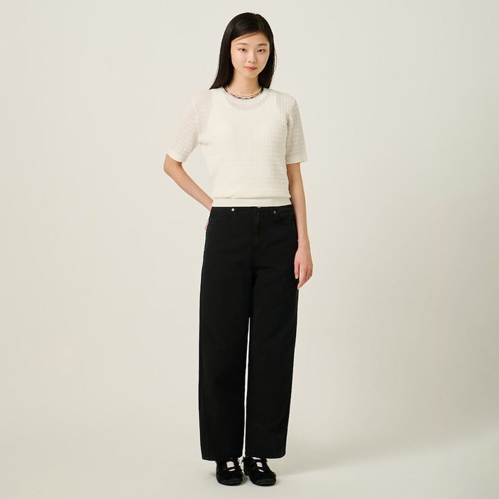 [백화점정품] 25년SS 빈폴레이디스 빈폴 BEANPOLE 커브드 데님 팬츠 블랙 BF5721C715