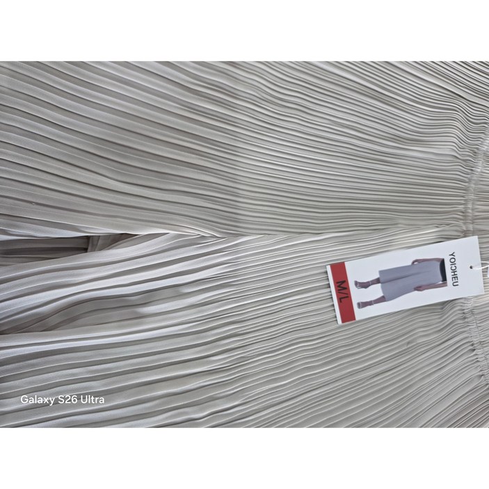 요이츠 여성 더블 플리츠 와이드 바지 코스트코.아이보리 M/L