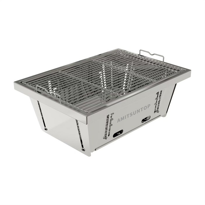 AMITSUNTOP 신속히 전개되는 손잡이달린 휴대용 접이식 바베큐 그릴,숯불 그릴, 1개