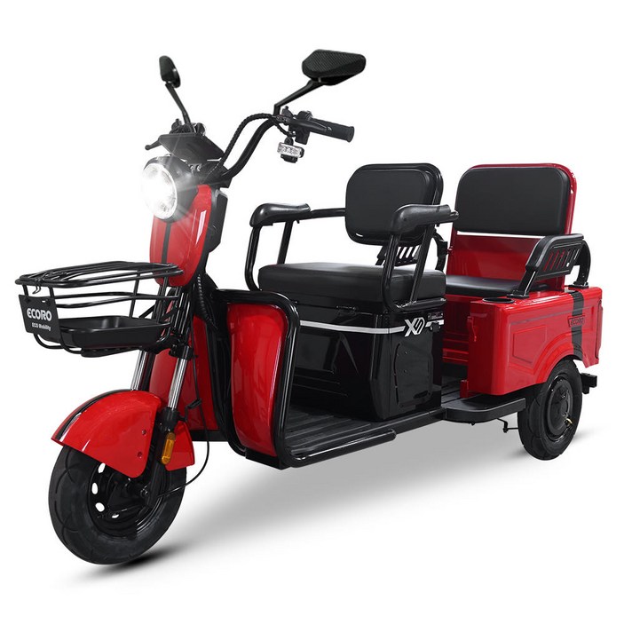 AU테크 세발오토바이 에코로 X5 48V 노인전동차 20A, 레드