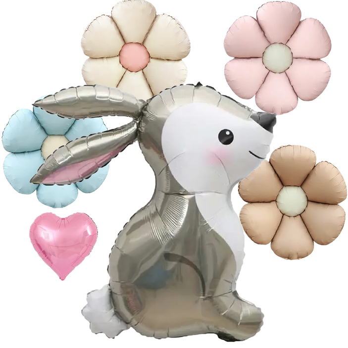 파파 파티 토끼 곰돌이 로즈골드 핑크 숫자 생일 대형 풍선 세트