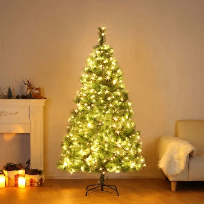 180cm 솔잎 트리 + LED전구 세트 300구 웜색 ang+6177rX