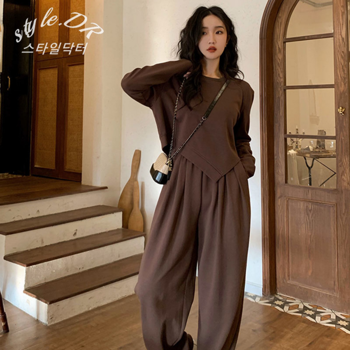 스타일닥터 여자 봄가을 평상복 캐주얼 세트 루즈핏 맨투맨  조거팬츠 티셔츠 베이직 패션