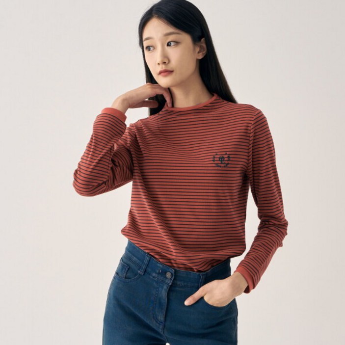 지센여성 기모 스트라이프 티셔츠 LSTSNA72RE애플아울렛 지센여성 기모 스트라이프 티셔츠 LSTSNA72RE애플아울렛