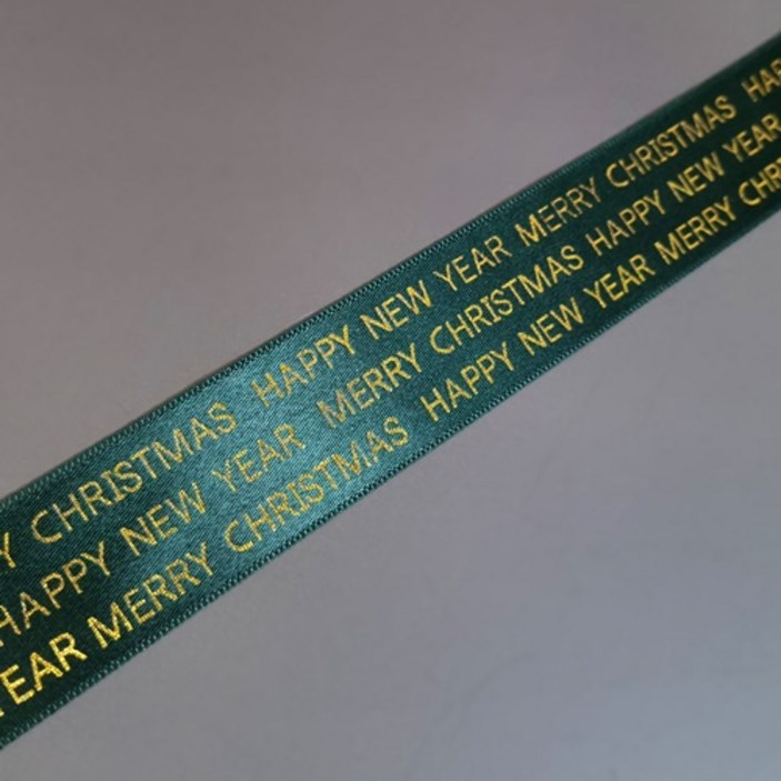 리본  메리크리스마스 해피뉴이어 25mm 1롤 , 새해 xmas 리본