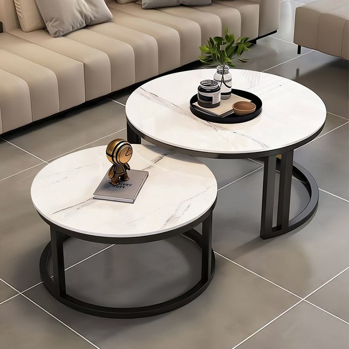 대리석 거실테이블 60CM-80CM 소파 테이블 원형티테이블