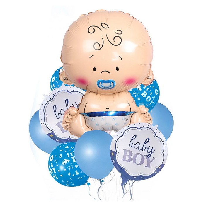젠더리빌 은박풍선세트9PCS 파티풍선세 티세트 베이비샤워 아기성별공개, 1개, 블루남아