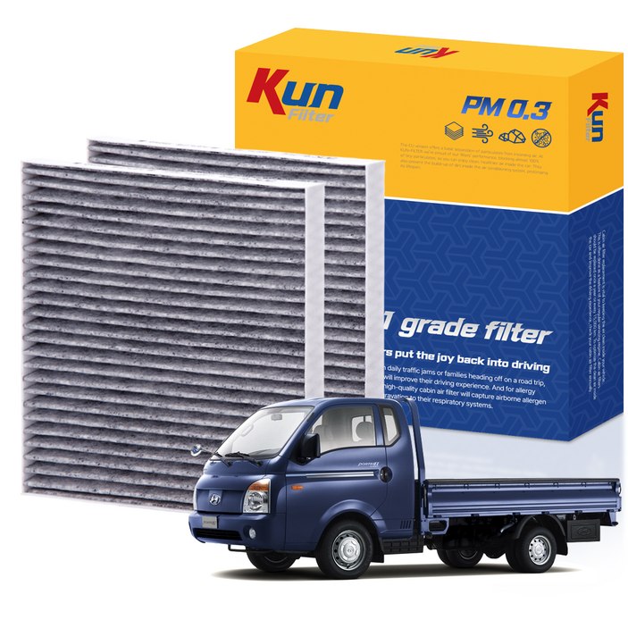 11 쿤필터 PM0.3 활성탄 초미세먼지 향균 탈취 차량용 에어컨필터 현대 자동차, 2개, 더 뉴 포터2 사이즈확인필수 F106