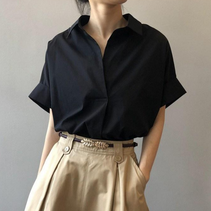 아일리 베이직 카라넥 셔츠 블라우스3color 데일리 데이트룩 하객룩 오피스룩