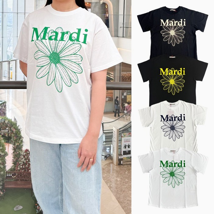 [정품] 마르디반팔티셔츠 플라워티셔츠 그린플라워 반팔티 mardi mercredi