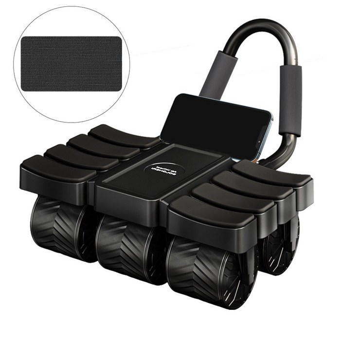 AB슬라이드 무소음 6휠 롤아웃 복근운동기구 초보자용 +프리미엄 무릎패드, 블랙