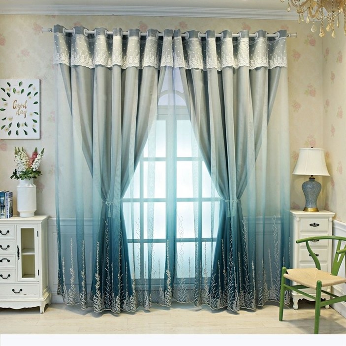 24평 거실커튼 32평 이중 레이스 자수 럭셔리