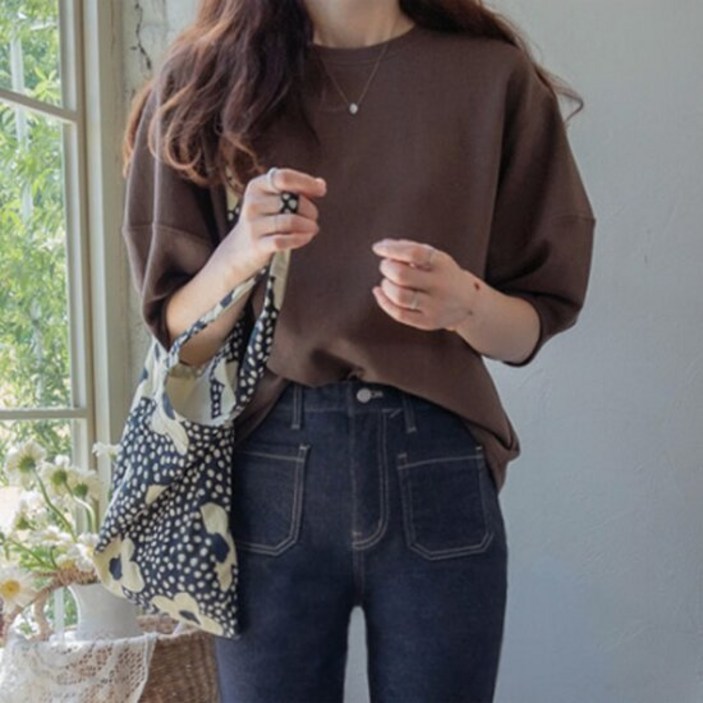 리린 LABEL 젬마스티치 소매포인트 유연한신축 티 957552