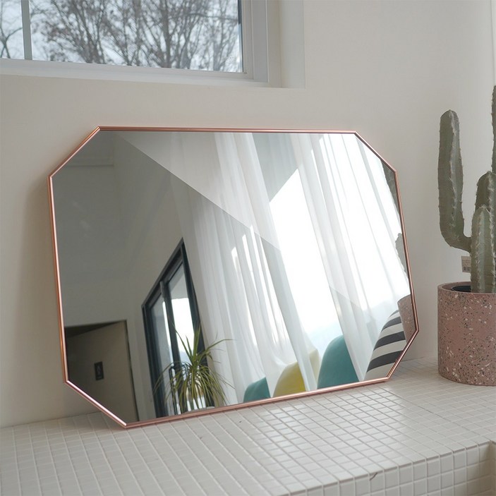 대형거울 브래그디자인 부티퍼 팔각 거울 600 x 800 mm, 로즈골드
