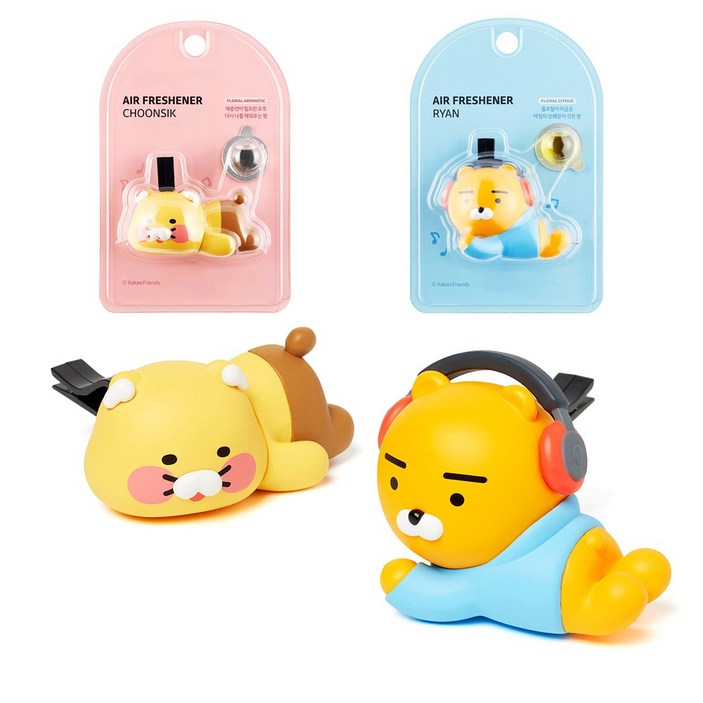 카카오프렌즈 차량용방향제 디제이 라이언 춘식이 통풍구형 리필용