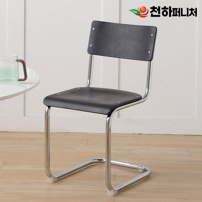 천하퍼니처 회의용의자 철제 카페 식당 업소용 인테리어 의자, 블랙, 1개