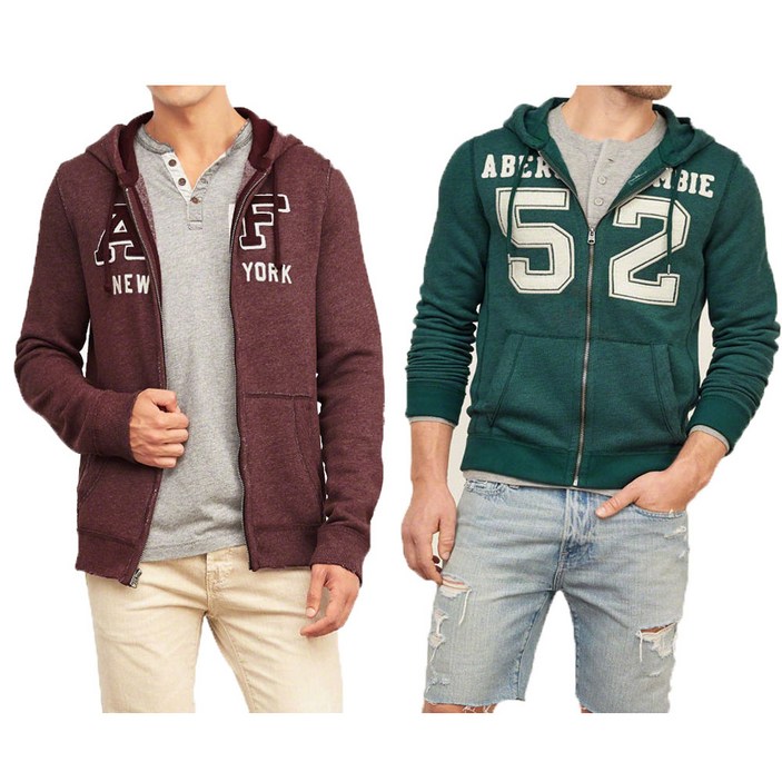 (뉴욕1) 무배/ 아베크롬비 남자 케쥬얼룩 FULL-ZIP 후드집업(버건디, 그린, 다크레드)