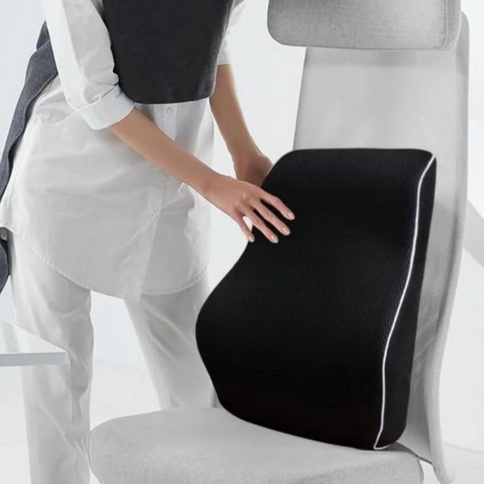 푸람 바른자세 등받이 사무용 의자 허리쿠션, 블랙