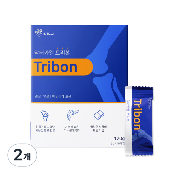 닥터카엘 트리본 강아지 관절 영양제 슬개골 고함량, 2개, 뼈관절강화, 40정 닥터카엘 트리본 강아지 관절 영양제 슬개골 고함량, 2개, 뼈관절강화, 40정