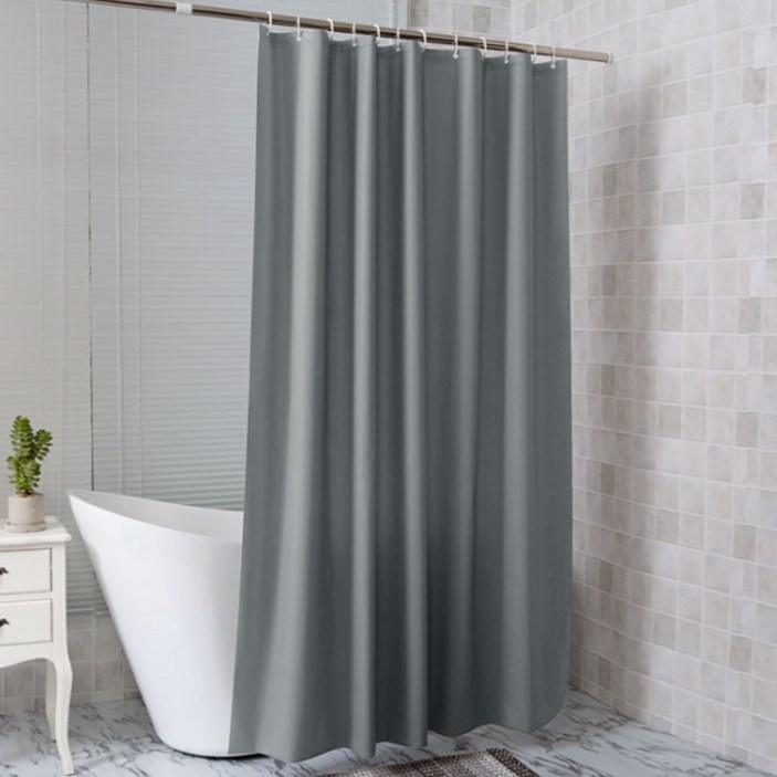 PEVA 욕실 샤워커튼 무지그레이(커튼고리포함) 180X180cm 욕조 가림막 비닐 방수 커텐
