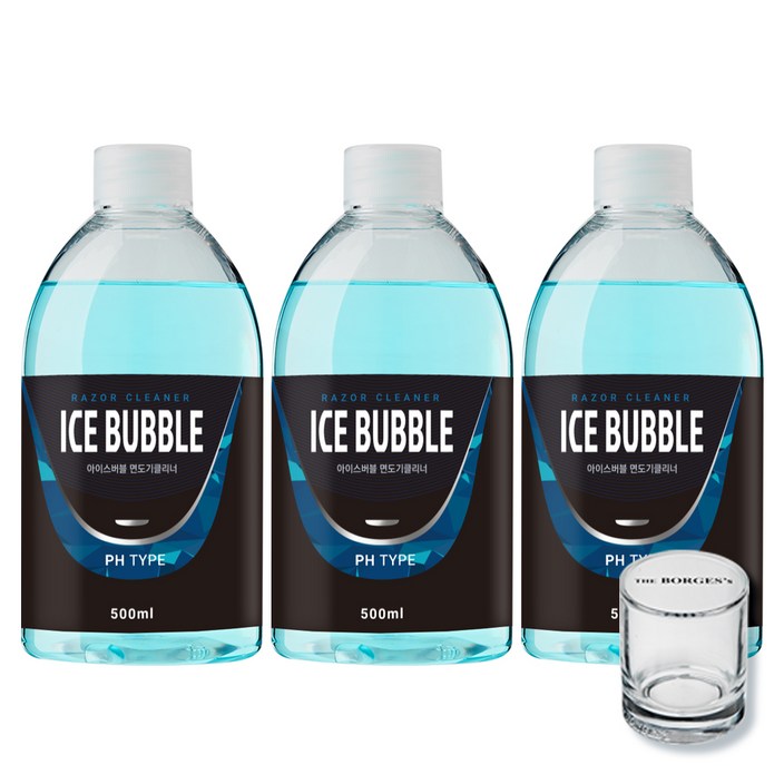 아이스버블 면도기클리너 세정액 PH타입 500ml x 3p 세척용 유리컵, 단일상품, 단일색상, 3개