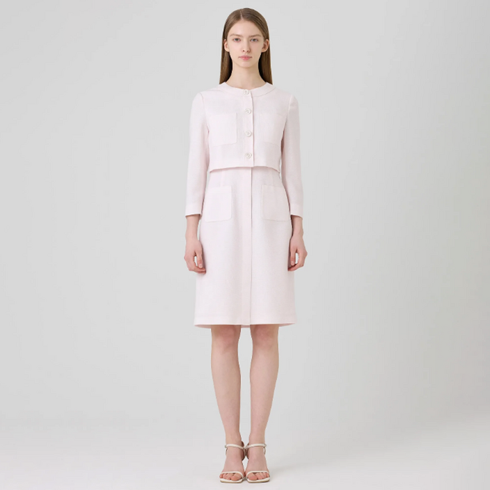 라인어디션 여성용 라운드넥 포켓 트위드 원피스