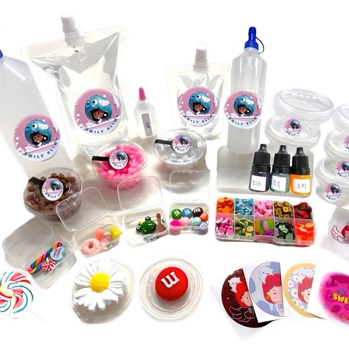 에밀리슬라임 수제 슬라임 DIY 키트 만들기세트 1.5kg, 1세트, 혼합색상