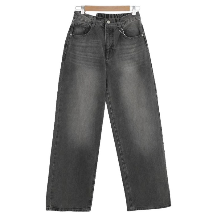 위드후이린 여성용 어썸 뒷밴딩 와이드 일자 데님 팬츠