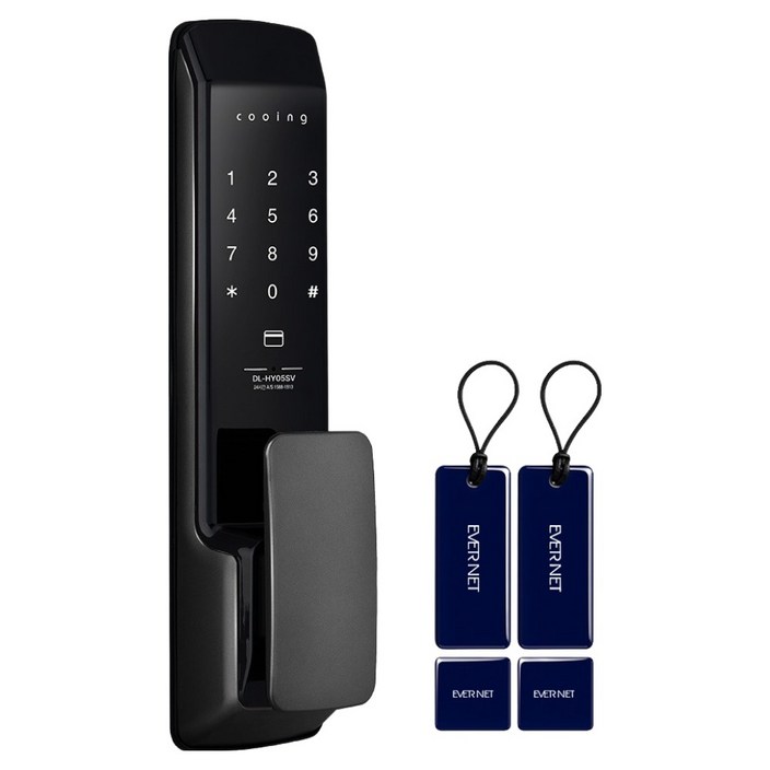 쿠잉전자 무타공 푸시풀 디지털 도어락, DL-HY05SV, 고객직접설치