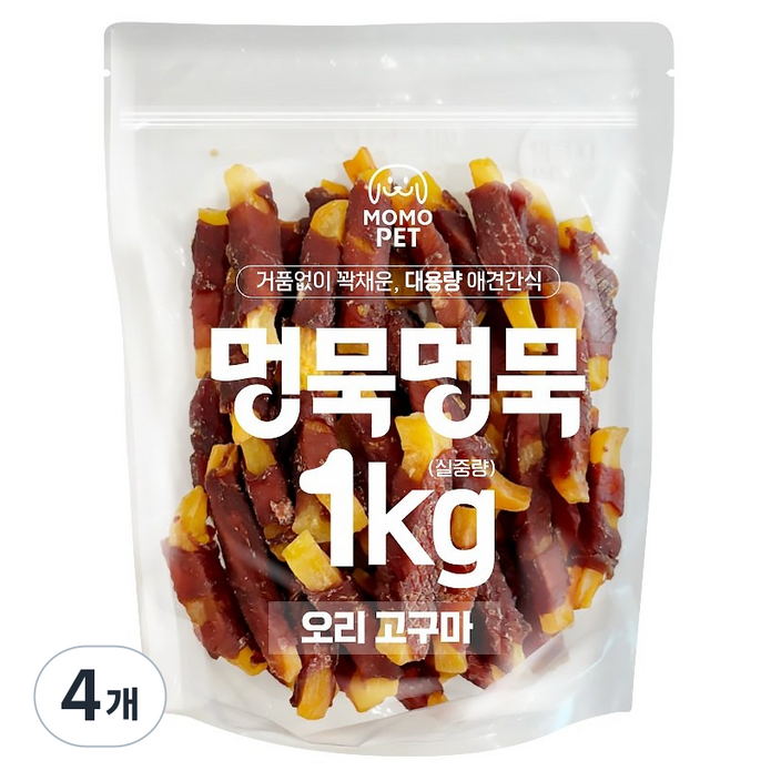 멍묵멍묵 강아지 사사미 육포 대용량 간식, 오리고구마, 1kg, 4개