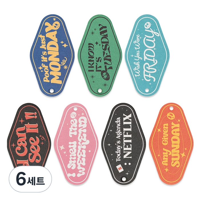 벤딕트 차량용 종이 방향제 프래그런스 태그 위캔드 패키지 7종 세트, 위캔드 패키지, 6세트